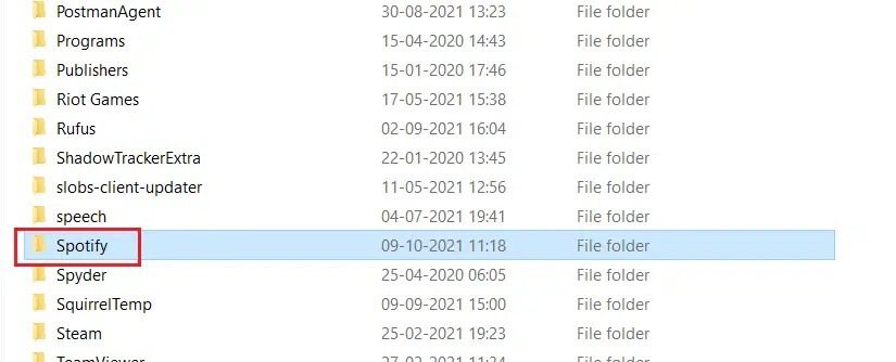 scroll-down-and-select-the-spotify-folder-in-local إصلاح عدم فتح Spotify على Windows 10