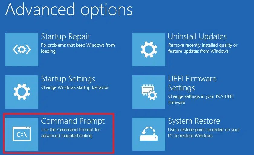 select-command-prompt- إصلاح Windows 10 عالق عند الاستعداد لـ Windows