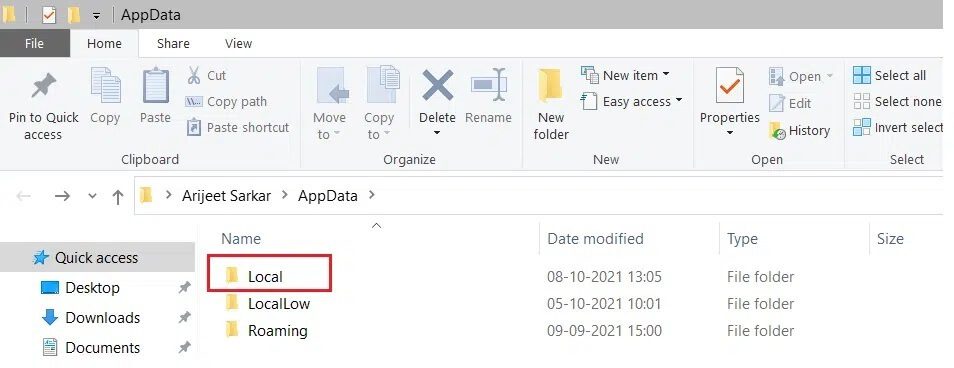 select-local-folder-in-windows-appdata-folder إصلاح عدم فتح Spotify على Windows 10