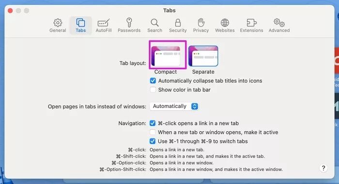 select-safari-compact-layout_935adec67b324b146ff212ec4c69054f أفضل 6 طرق لتخصيص Safari على Mac