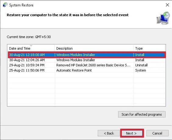 select-the-last-update-and-click-on-next إصلاح الاستخدام العالي لـ CPU لعملية خدمة مضيف DISM
