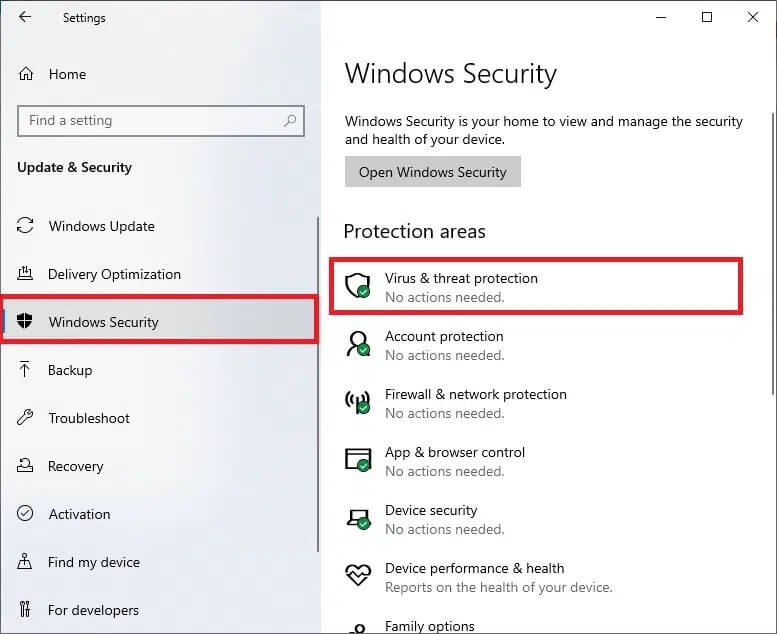 select-the-virus-and-threat-protection-option-under-2 كيفية حذف ملفات إعداد Win في Windows 10