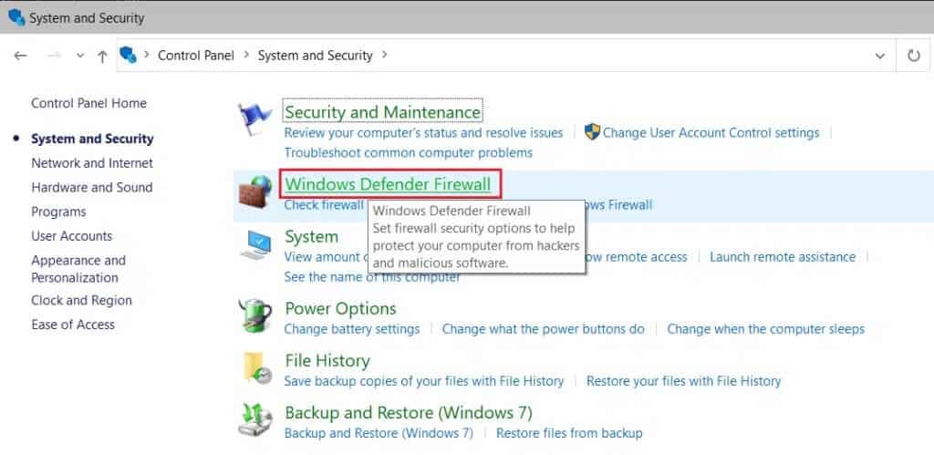 select-windows-defender-firewall-in-system-and-sec-1024x499-1 إصلاح عدم فتح Spotify على Windows 10