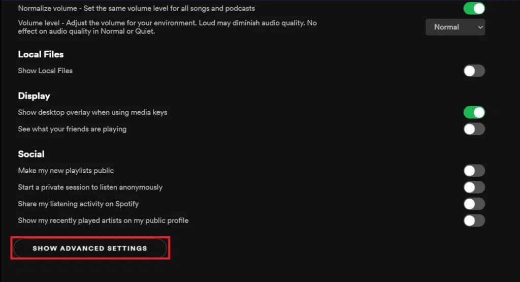 show-advanced-settings-in-spotify-settings-spotif-1024x555-1 إصلاح عدم فتح Spotify على Windows 10