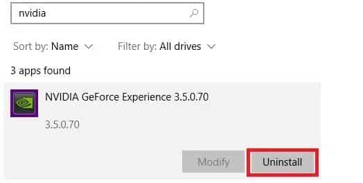 similarly-uninstall-nvidia-geforce-experience-1 كيفية إصلاح خطأ Dev 6068