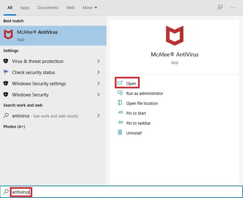 start-search-results-for-antivirus-software-1 إصلاح عدم فتح Spotify على Windows 10