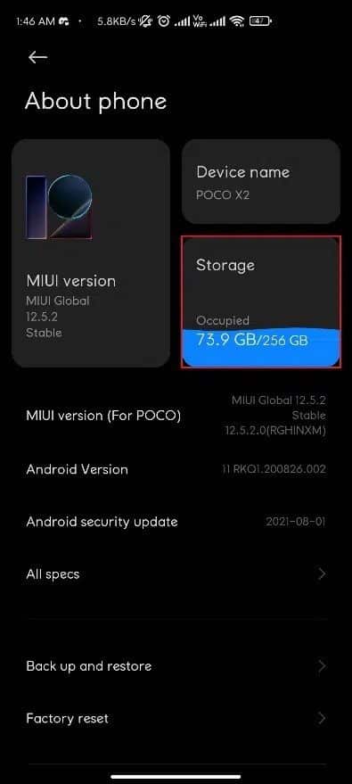 storage-in-about-phone-section-in-android-spotify إصلاح عدم فتح Spotify على Windows 10