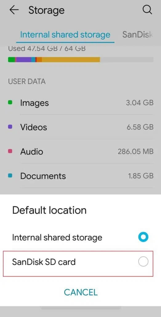 tap-on-Default-location-then-tap-on-SD-card-Honor-Play-Android-Phone-523x1024-1 كيفية نقل التطبيقات إلى بطاقة SD على نظام Android