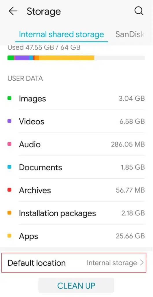 tap-on-default-location-option-in-Storage-Settings-Honor-Play-Android-Phone-529x1024-1 كيفية نقل التطبيقات إلى بطاقة SD على نظام Android