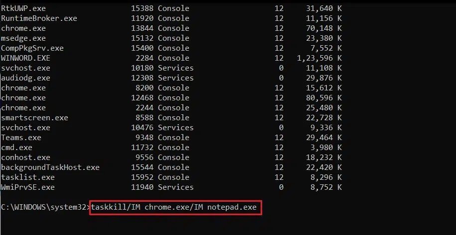 taskkill-command-to-kill-multiple-processes-in-command-prompt-or-cmd 3 طرق لانهاء عملية في نظام التشغيل Windows 10