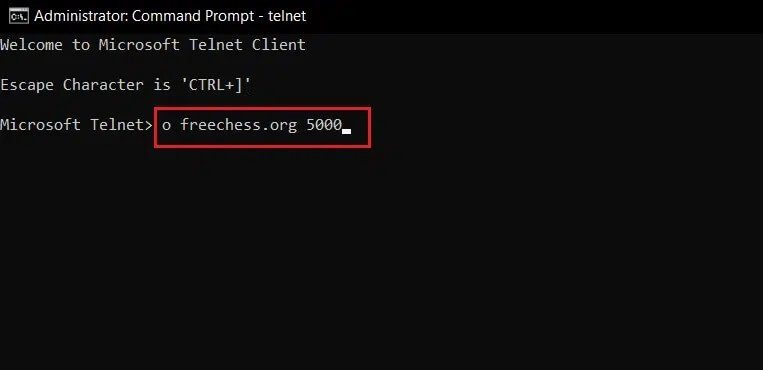 telnet-command-o-freechess.org-5000-to-play-chess كيفية تمكين Telnet في Windows 7/10