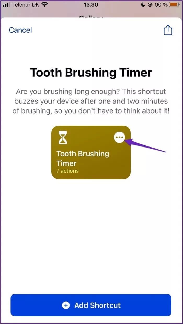three-dots-button-tooth-brush-timer_935adec67b324b146ff212ec4c69054f كيفية إنشاء اختصارات مخصصة على جهاز iPhone الخاص بك