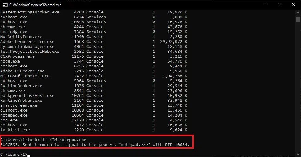 to-kill-a-process-using-its-image-name-execute- 3 طرق لانهاء عملية في نظام التشغيل Windows 10