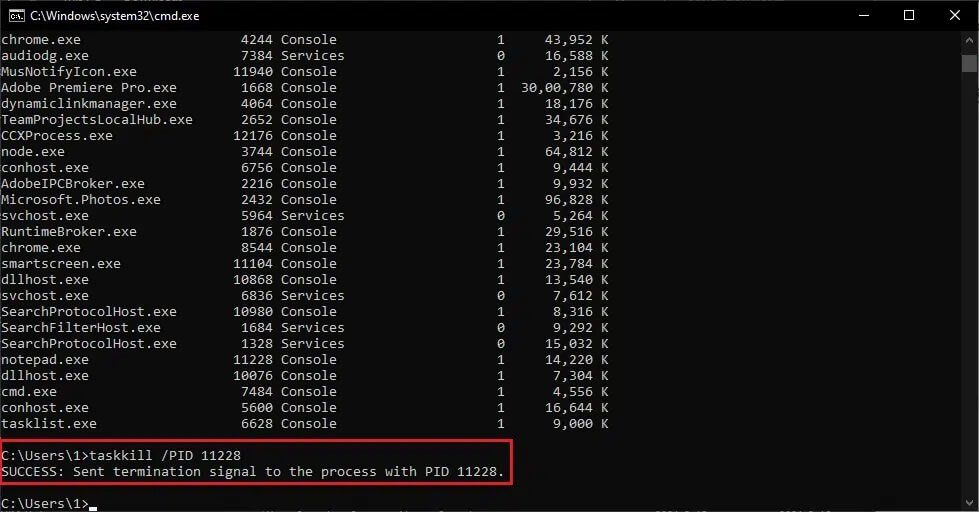 to-kill-a-process-using-its-pid-number-execute- 3 طرق لانهاء عملية في نظام التشغيل Windows 10