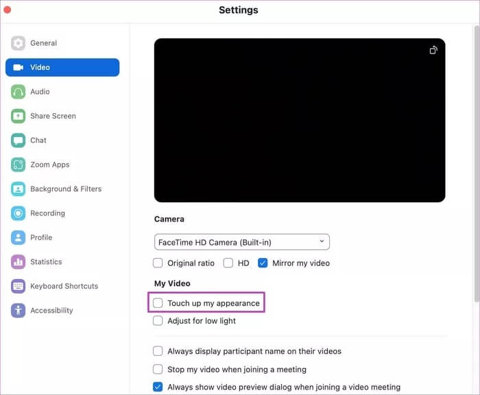 touch-up-zoom-apperance-on-mac_935adec67b324b146ff212ec4c69054f كيفية استخدام وضع الجمال في تطبيق Zoom على سطح المكتب والجوال