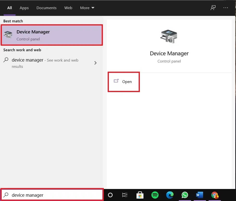 type-device-manager-in-the-search-bar-and-click-op إصلاح خطأ انقطاع الاتصال وإعادة الاتصال بجهاز USB بشكل مستمر