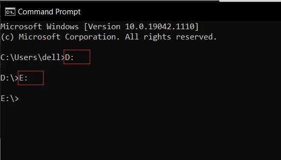 type-the-drive-letter-followed-by-to-access-an كيفية تغيير الدليل في CMD على نظام التشغيل Windows 10
