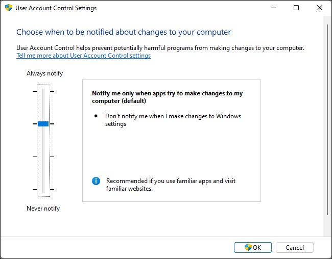 uac-default كيفية تعطيل التحكم في حساب المستخدم (UAC) على نظام التشغيل Windows