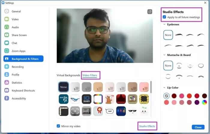 video-filters-menu_2021-10-06-143824_935adec67b324b146ff212ec4c69054f كيفية استخدام وضع الجمال في تطبيق Zoom على سطح المكتب والجوال