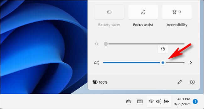 win11_adjust_volume_quick_settings كيفية تغيير حجم الصوت على Windows 11
