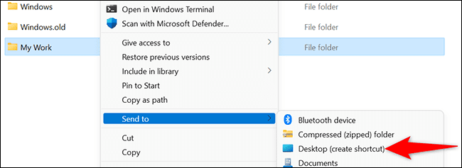 1-create-folder-desktop-shortcut كيفية تعيين اختصار لوحة المفاتيح لفتح مجلد على Windows 11