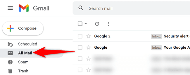 1-gmail-all-mail كيفية حذف جميع رسائل البريد الإلكتروني في Gmail