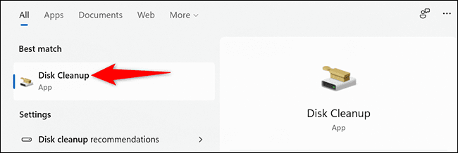1-open-disk-cleanup كيفية مسح ذاكرة التخزين المؤقت على Windows 11