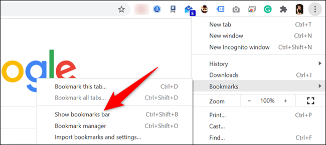1-show-bookmarks-bar كيفية حذف الإشارات المرجعية على Google Chrome
