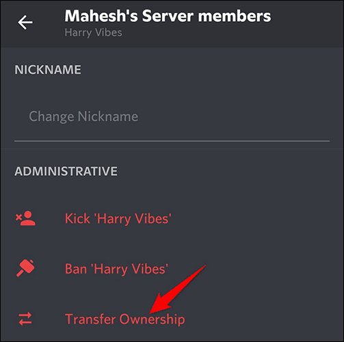 13-transfer-ownership-discord-mobile كيفية نقل ملكية الخادم على Discord