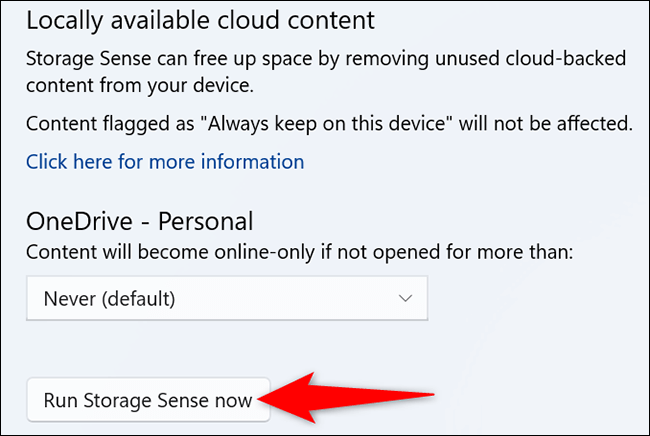 18-run-storage-sense كيفية مسح ذاكرة التخزين المؤقت على Windows 11