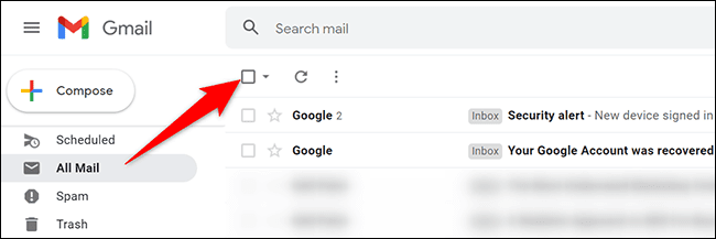 2-select-multiple-emails كيفية حذف جميع رسائل البريد الإلكتروني في Gmail