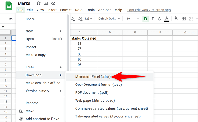 3-convert-google-sheet-to-excel كيفية تحويل Google Sheet إلى Microsoft Excel