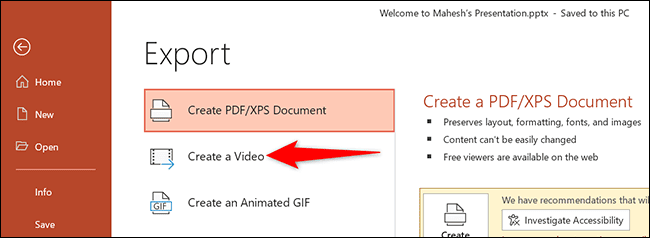 3-powerpoint-create-video كيفية تحويل عرض تقديمي من Microsoft PowerPoint إلى مقطع فيديو