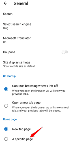 39-edge-android-homepage كيفية جعل Google صفحتك الرئيسية في Chrome أو Firefox أو Edge أو Safari