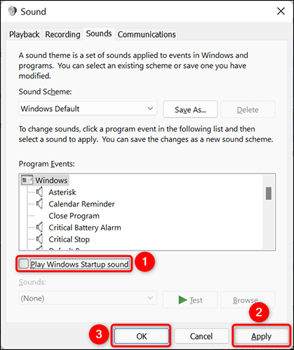 4-disable-startup-sound كيفية تعطيل صوت بدء التشغيل على Windows 11