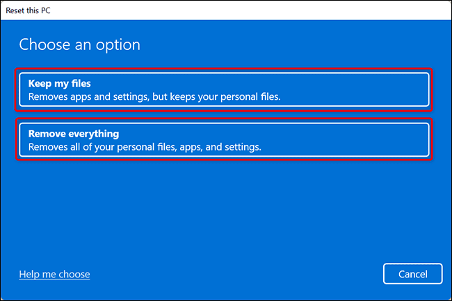4-keep-or-delete-files كيفية إعادة ضبط المصنع لجهاز كمبيوتر يعمل بنظام Windows 11