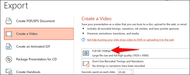 4-powerpoint-video-quality كيفية تحويل عرض تقديمي من Microsoft PowerPoint إلى مقطع فيديو