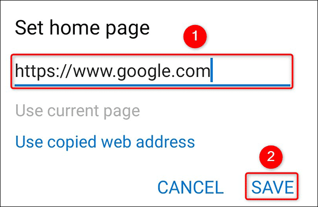 40-edge-android-set-homepage كيفية جعل Google صفحتك الرئيسية في Chrome أو Firefox أو Edge أو Safari