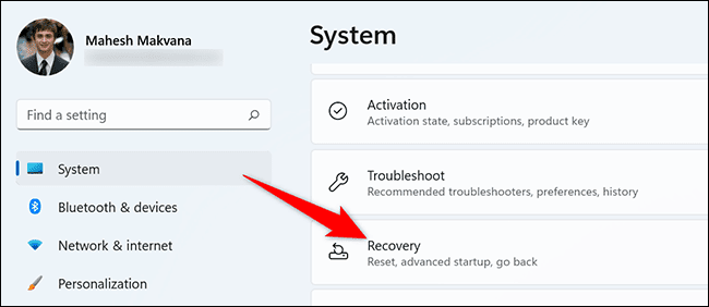 7-recovery-settings كيفية إلغاء تثبيت تحديث في Windows 11