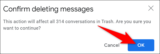 8-empty-trash-prompt كيفية حذف جميع رسائل البريد الإلكتروني في Gmail