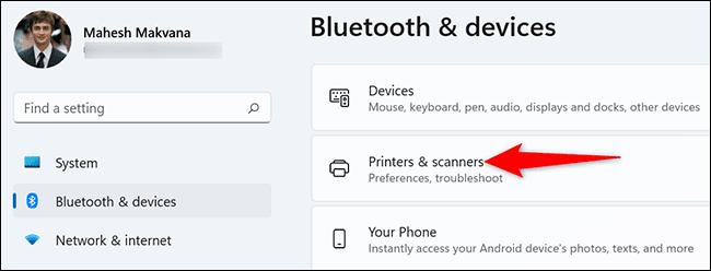 9-printers-scanners-windows-11 كيفية تعيين الطابعة الافتراضية على Windows 10 أو 11