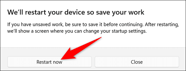 9-restart-pc كيفية إلغاء تثبيت تحديث في Windows 11