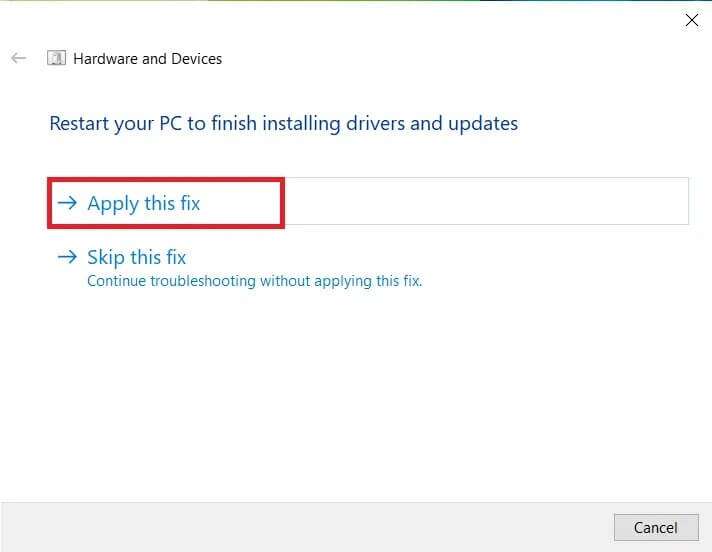Apply-this-fix-Hardware-and-Devices-troubleshooter-712x552 إصلاح عدم عمل قارئ بطاقة Realtek على  Windows 10