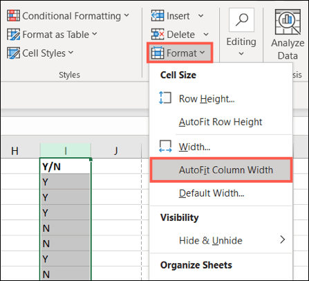 AutoFitColumnWidthShrink-ExcelResizeCells كيفية تقليص الخلايا أو توسيعها لاحتواء النص في Microsoft Excel