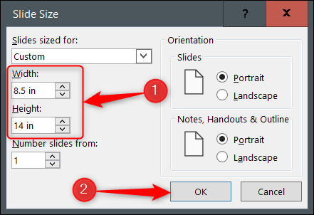 Choose-the-slide-dimensions. كيف تصنع انفوجرافيك في Microsoft PowerPoint
