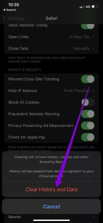 Clear-History-and-Data-on-Safari_7c4a12eb7455b3a1ce1ef1cadcf29289-340x736 أفضل 7 طرق لإصلاح تعطل Safari على iPhone