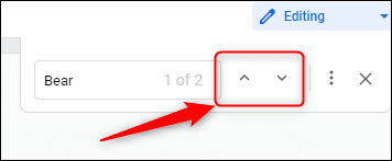 Click-the-up-and-down-arrow. كيفية البحث في Google Docs