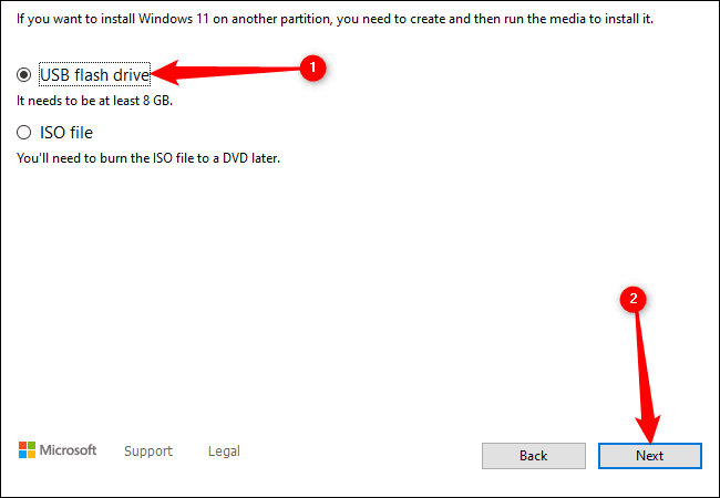 Click_USB_Then_click_next كيفية إنشاء محرك أقراص USB قابل للتشغيل بنظام Windows 11