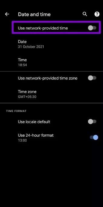 Disable-Network-provided-Date-and-Time_7c4a12eb7455b3a1ce1ef1cadcf29289-340x680 كيفية إصلاح خطأ تاريخ الهاتف غير دقيق في WhatsApp