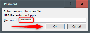 Enter-password-to-open-PowerPoint هل يمكنني منع الناس من تحرير عرض PowerPoint التقديمي الخاص بي؟